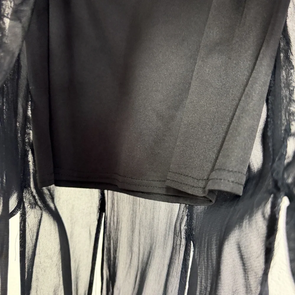 Vintage Tadashi Black Rayon Multi Slit Skirt Womens Size‎ 4 Old Money Mob Wife